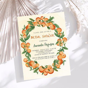 Invitación Naranjas cítricos con ducha de novia de color agua