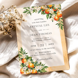 Invitación Naranjas Citrus Fruits Greenery Orchard Boda