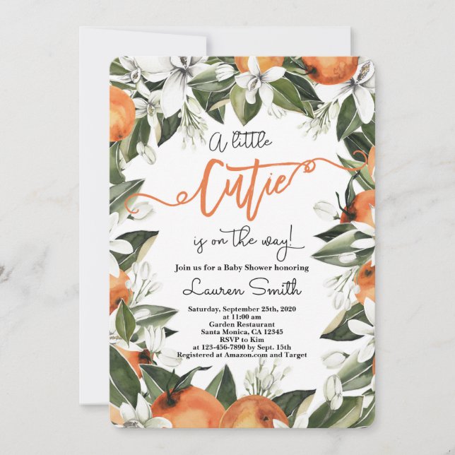 Invitación Naranjas Cuties Baby Shower (Anverso)