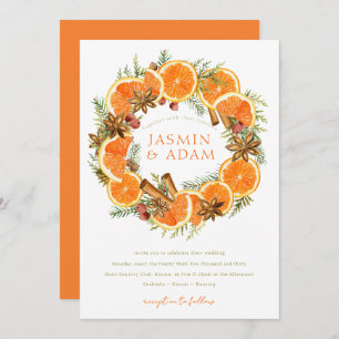 Invitación Naranjas de acuarela Boda de cítricos mediterráneo