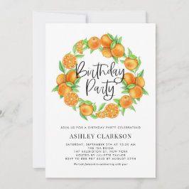 Invitación Naranjas de acuarela celebran fiesta de cumpleaños