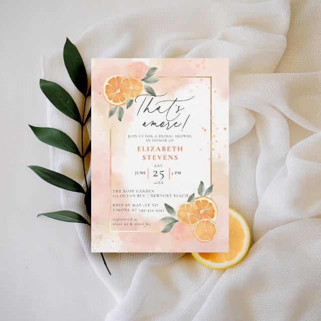 Invitación Naranjas de Aperol Spritz duchas de novias en vera (aperol spritz bridal shower invitation citrus frame cocktail summer brunch garden pool party amore)