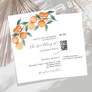 Invitación Naranjas de cítricos boda de lujo QR RSVP color ag