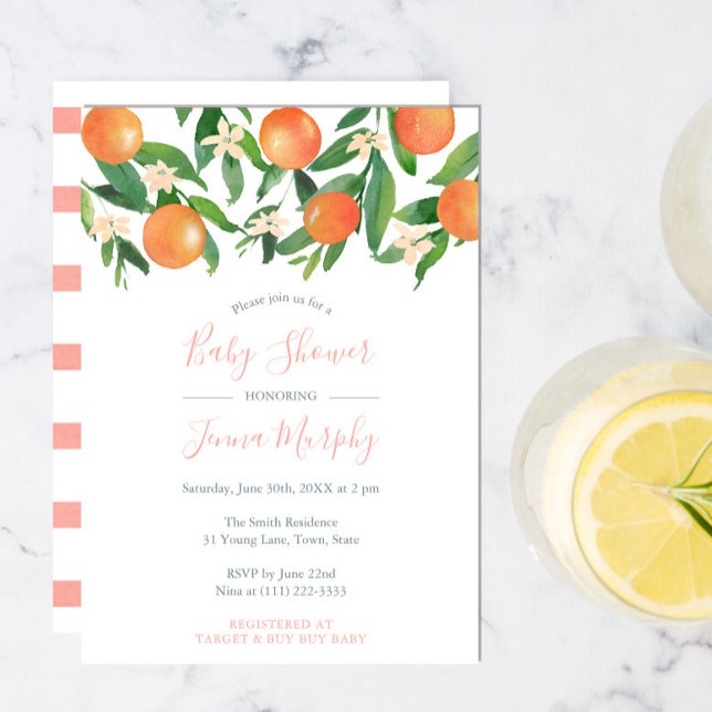 Invitación Naranjas de cítricos frescos Baby Shower moderno p (Subido por el creador)