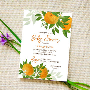 Invitación Naranjas de Citrus ducha de bebé de verano