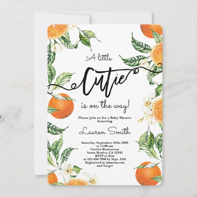 Invitación Naranjas de ciudades Baby Shower (Anverso)
