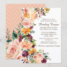 Invitación Naranjas de color de agua Floral Peach Rosas de du