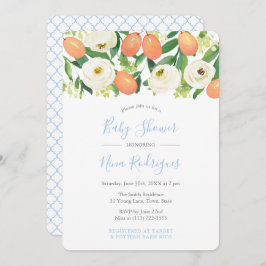 Invitación Naranjas de invierno Baby Blue White Boy Baby Show