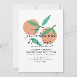 Invitación Naranjas Dibujadas a Mano Citricos Verdor Boda