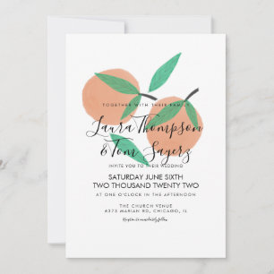 Invitación Naranjas Dibujadas a Mano Citricos Verdor Boda