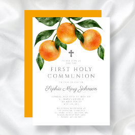 Invitación Naranjas Elegantes Primera Comunión Santa