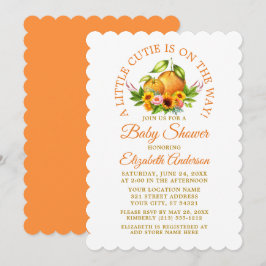 Invitación Naranjas Florales De Color Agua Una Pequeña Ducha