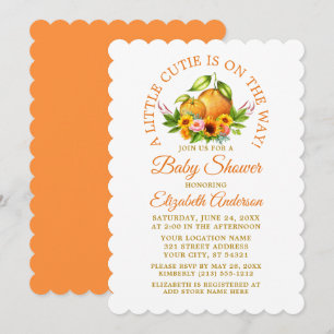 Invitación Naranjas Florales De Color Agua Una Pequeña Ducha
