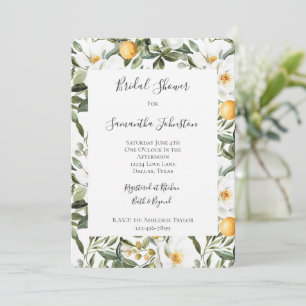 Invitación Naranjas florales románticos ducha de novia