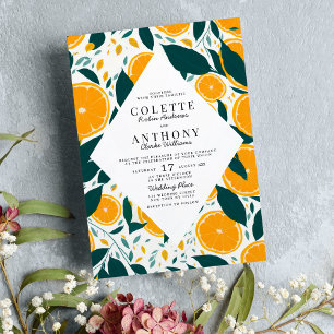Invitación Naranjas frescos de acuarela botánica Boda de frut