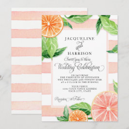 Invitación Naranjas modernos del pomelo rosado de la fruta