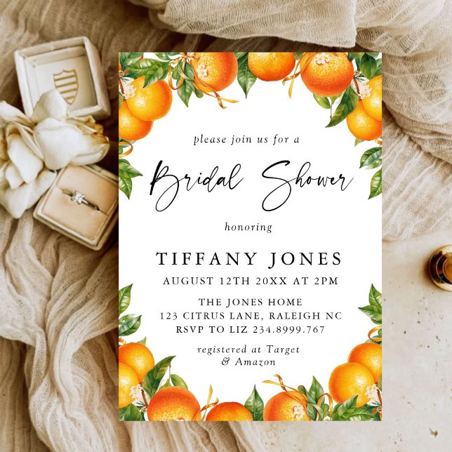 Invitación Naranjas modernos Lemon Citrus Bridal Shower (Subido por el creador)