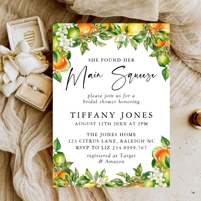 Invitación Naranjas modernos Lemon Citrus Bridal Shower (Subido por el creador)