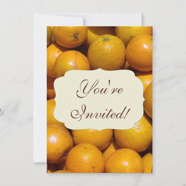 Invitación Naranjas naranja del mercado de fruta de Florida (Anverso)