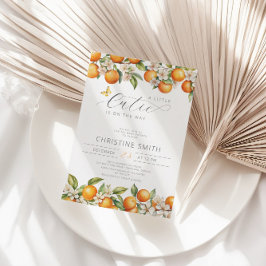 Invitación Naranjas Pequeña Corbata Está En Camino De Baby Sh