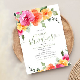 Invitación Naranjas rosados coloridos peonías de primavera de
