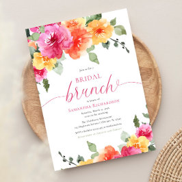 Invitación Naranjas rosados coloridos peonías primavera brunc
