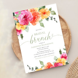 Invitación Naranjas rosados coloridos peonías primavera brunc