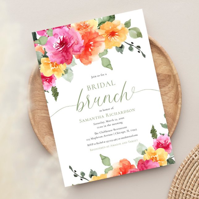 Invitación Naranjas rosados coloridos peonías primavera brunc (Subido por el creador)