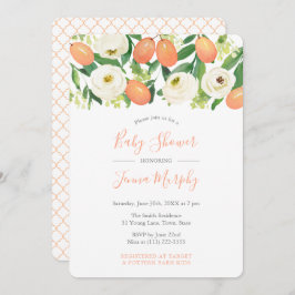 Invitación Naranjas White Moroccan Quatrefoil Baby Shower