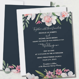 Invitación Narciso blanco sobre Boda floral de la marina