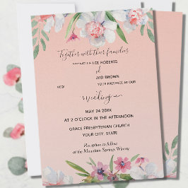 Invitación Narciso blanco sobre Boda floral rosada de abril
