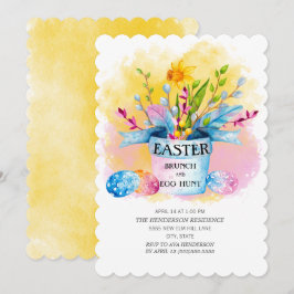 Invitación Narcisos Amarillos Desayuno Brunch Pascua Huevo Ro