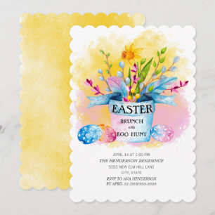 Invitación Narcisos Amarillos Desayuno Brunch Pascua Huevo Ro