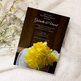 Invitación Narcisos Rústicos y Desayuno Brunch de Bodas con M