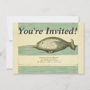 Invitación Narwhal Antiguo Whale Watercolor Arte Científico