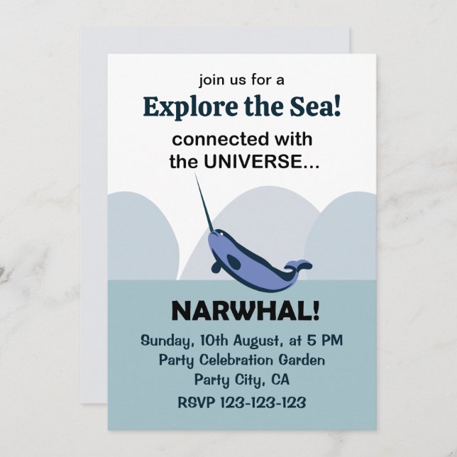 Invitación Narwhal Conectado Con El Narwhal Universo (Anverso / Reverso)