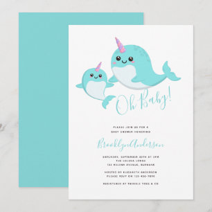 Invitación Narwhal Oh Baby Gender Neutral Baby Shower