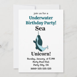 Invitación Narwhal Sea Unicorn Underwater Birthday Party