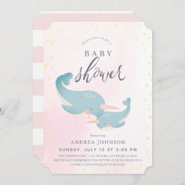 Invitación Narwhals Watercolor Chica rosa Baby Shower