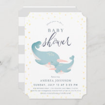 Narwhals Watercolor Gray Baby Shower