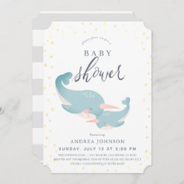 Invitación Narwhals Watercolor Gray Baby Shower