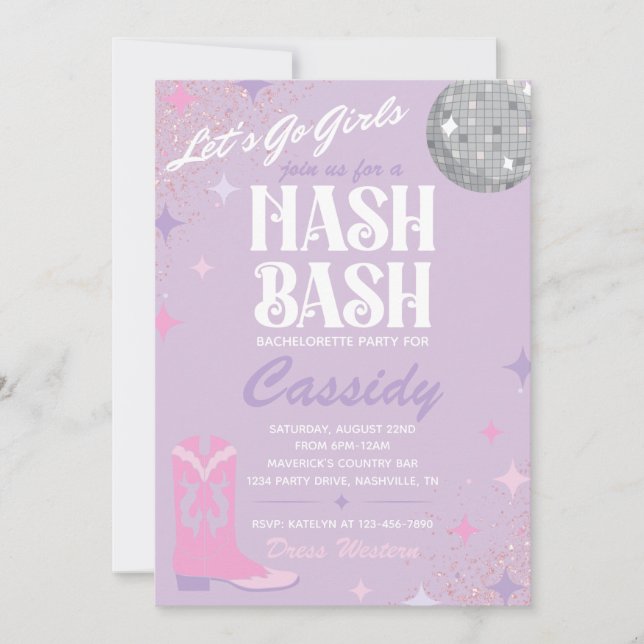 Invitación Nash Bash Bachelorette Party | Nash Bash Invite (Anverso)
