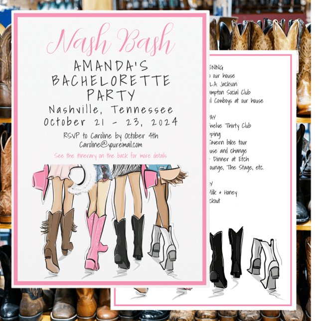Invitación Nashville Bachelorette Fashion Weekend Itinerary (Subido por el creador)