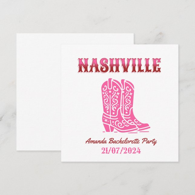 Invitación nashville bachelorette party pink cowgirl (Anverso / Reverso)