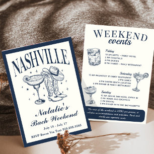 Invitación Nashville Bachelorette Rodeo Cocktail Itinerario