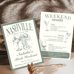 Invitación Nashville Bachelorette Rodeo Cocktail Itinerario