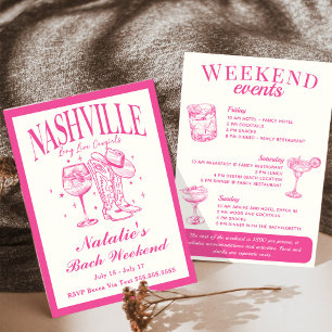 Invitación Nashville Bachelorette Rodeo Cocktail Itinerario