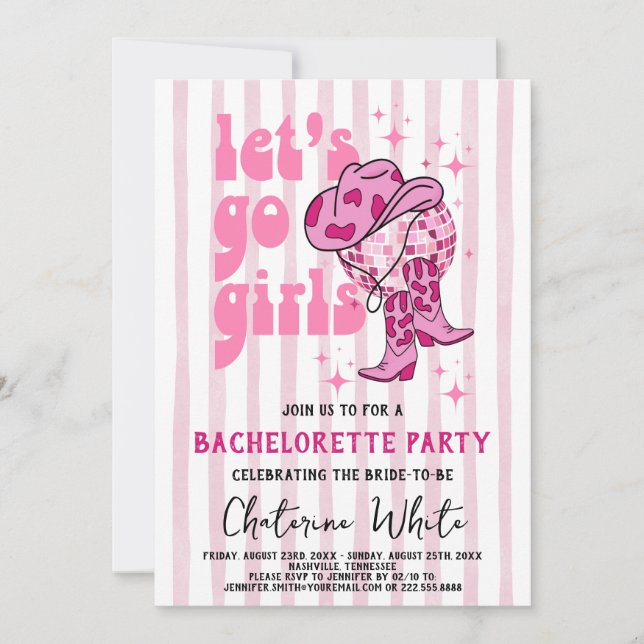 Invitación Nashville Bachelorette Rodeo Weekend Itinerario (Anverso)