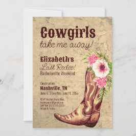 Invitación Nashville Bachelorette Rustic Cowgirl