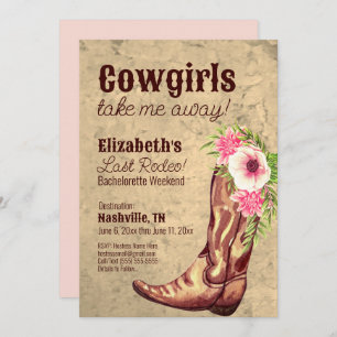 Invitación Nashville Bachelorette Rustic Cowgirl